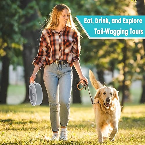 Miniatura 7 de Cuencos de viaje para perros de 40 onzas con tapa, cuenco de agua plegable sin BPA, tazón de comida para mascotas de acero inoxidable - Cuencos