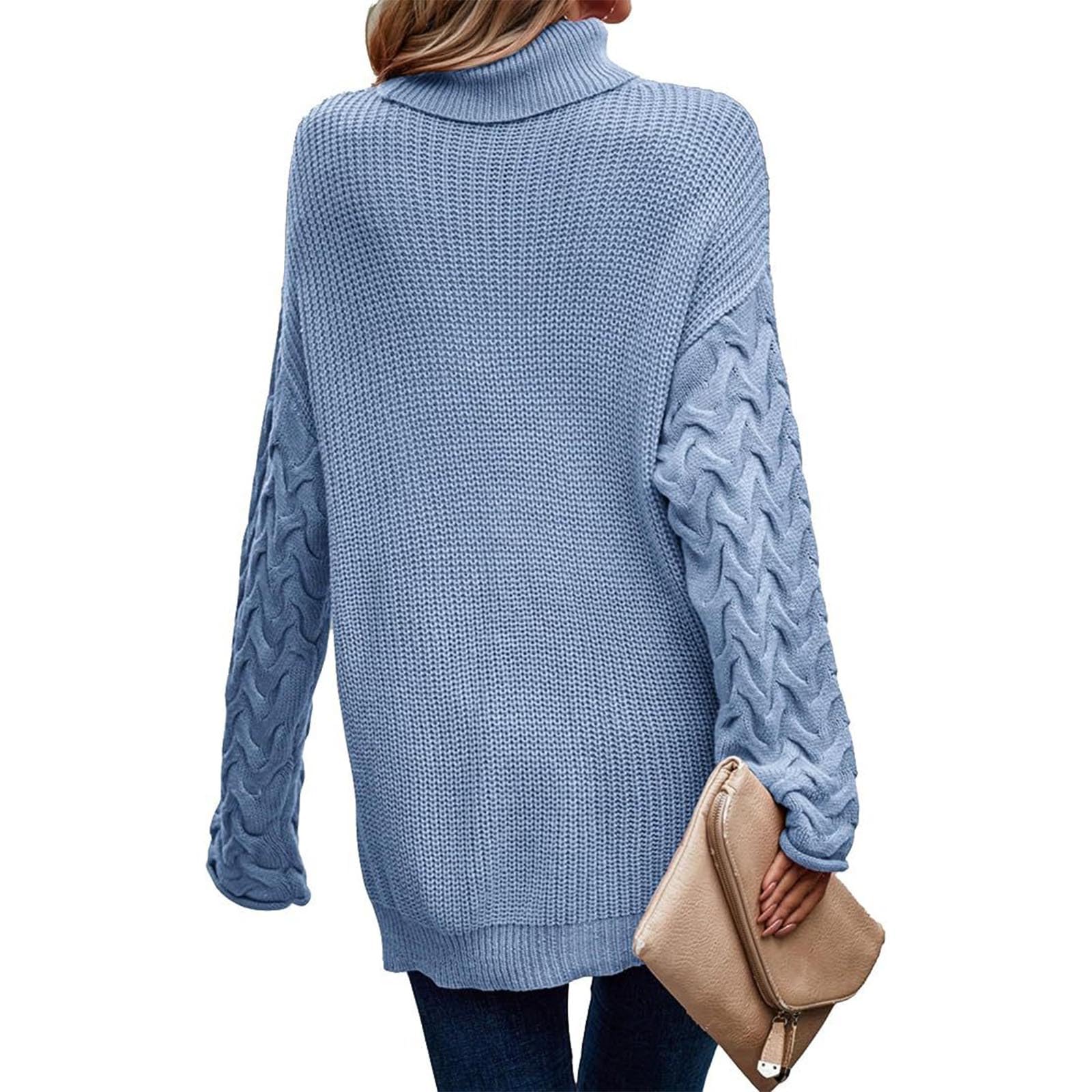 Greabuy Maglione lavorato a maglia a trecce a tinta unita da donna a maniche lunghe autunno inverno pullover felpa per donna maglione casual camicie da donna maglioni da donna felpe a maglia leggere