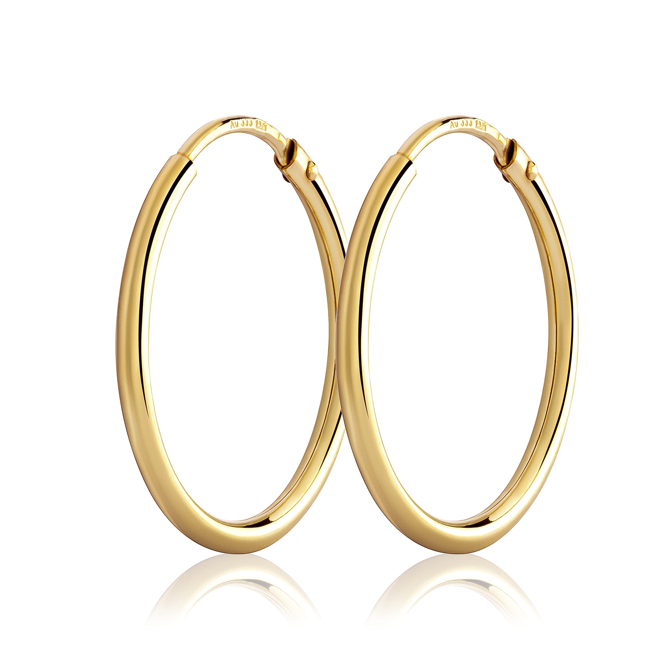 NKlaus Par de pendientes de aro de oro amarillo 333 de 8 quilates, pendientes de oro de 1,5 mm de grosor