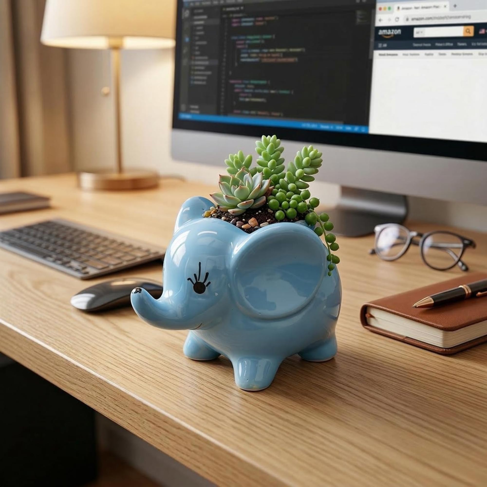 China Seas 象 陶器 置物 花器 小物入 Blue Elephant China Seas 象