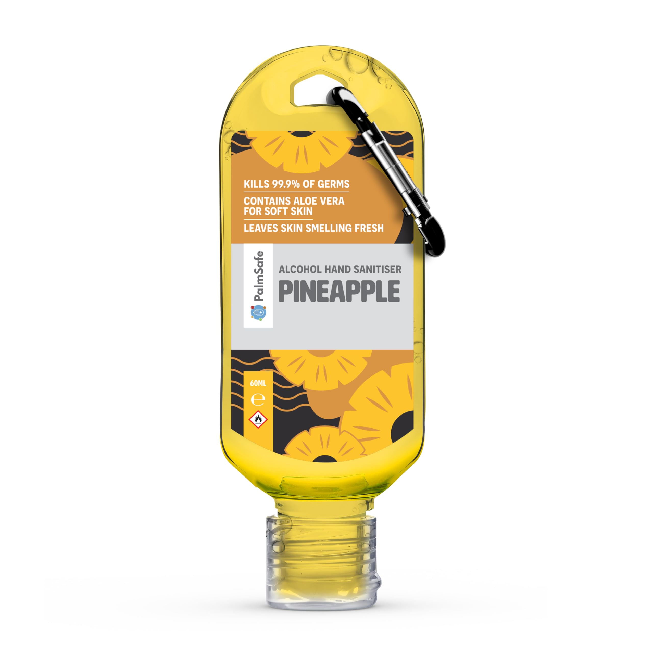 Palm Safe Pineapple Alcohol Hand Sanitiser 60 ml Clip Bottles