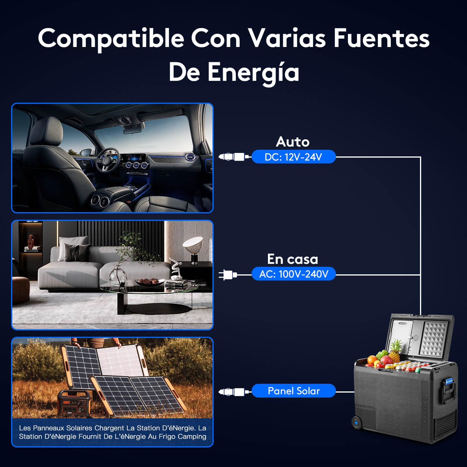 AAOBOSI Nevera Portatil 58L, Nevera 12V Compresor -20°C a 20°C, 12/24V DC y 100-240V AC Rugged Nevera para Coches, Casa, Viajes, Barco, Autocaravana, Camping y pesca