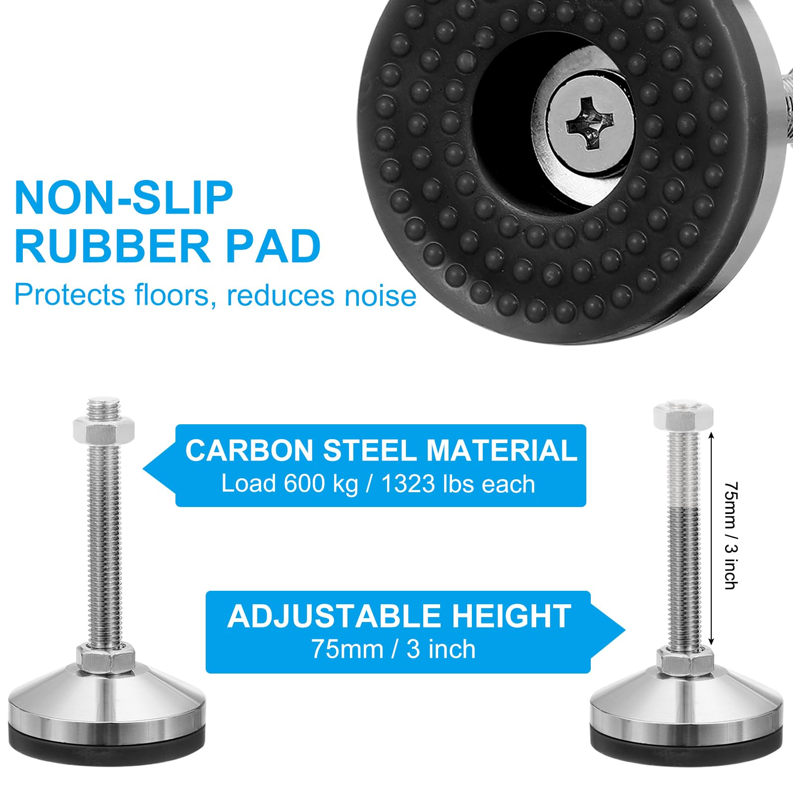 PATIKIL Furniture Leveling Feet 3.2" Dia Base M14 Thread - Image 3