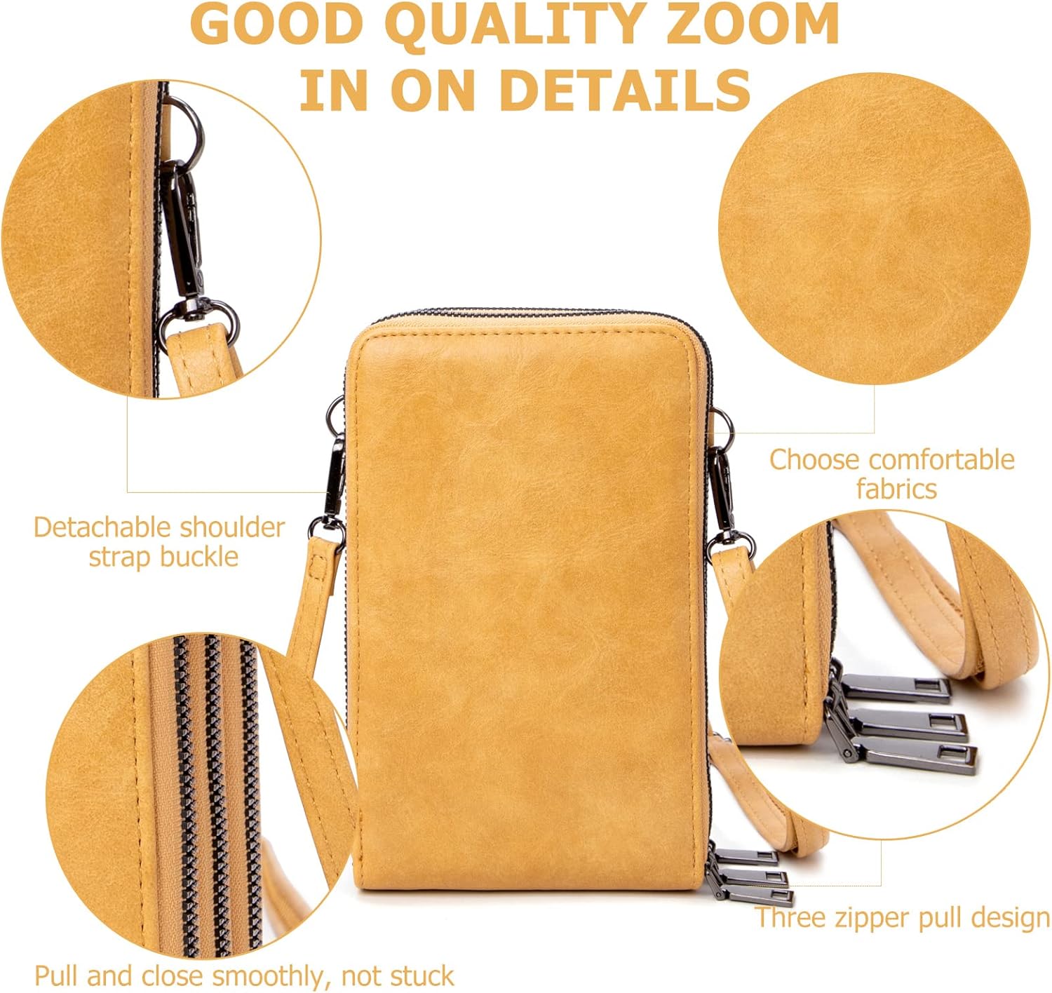 myfriday Small Leather Crossbody Bag for Women with Guitar Strap Mini Crossover Bags & Shoulder Purses with 2 Card Slots - Image 6