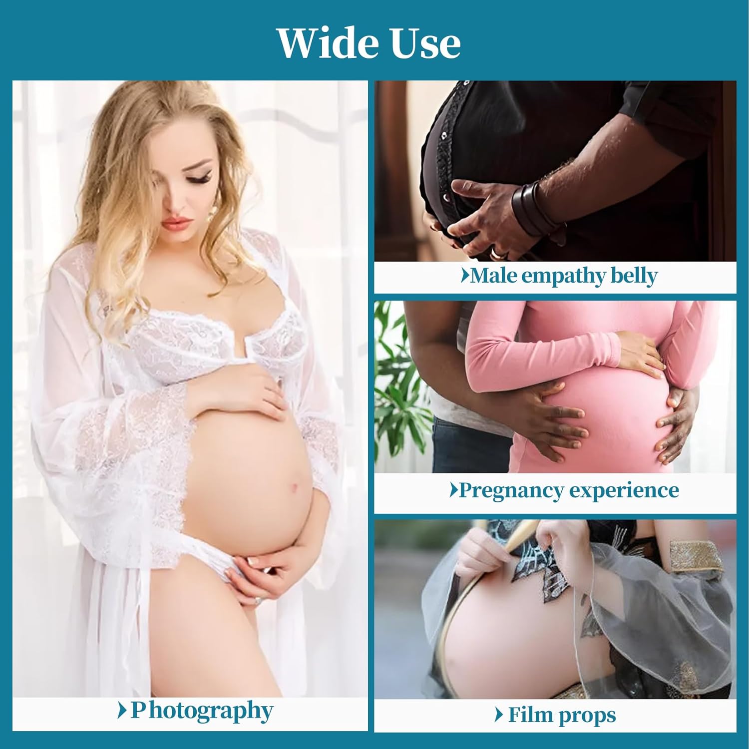Realistic Silicone Pregnant Fake Artificial Pregnancy Belly Tummy for Actor Film Props Beer Belly Cosplay Maternity (S size 8-10 Months,Beige)