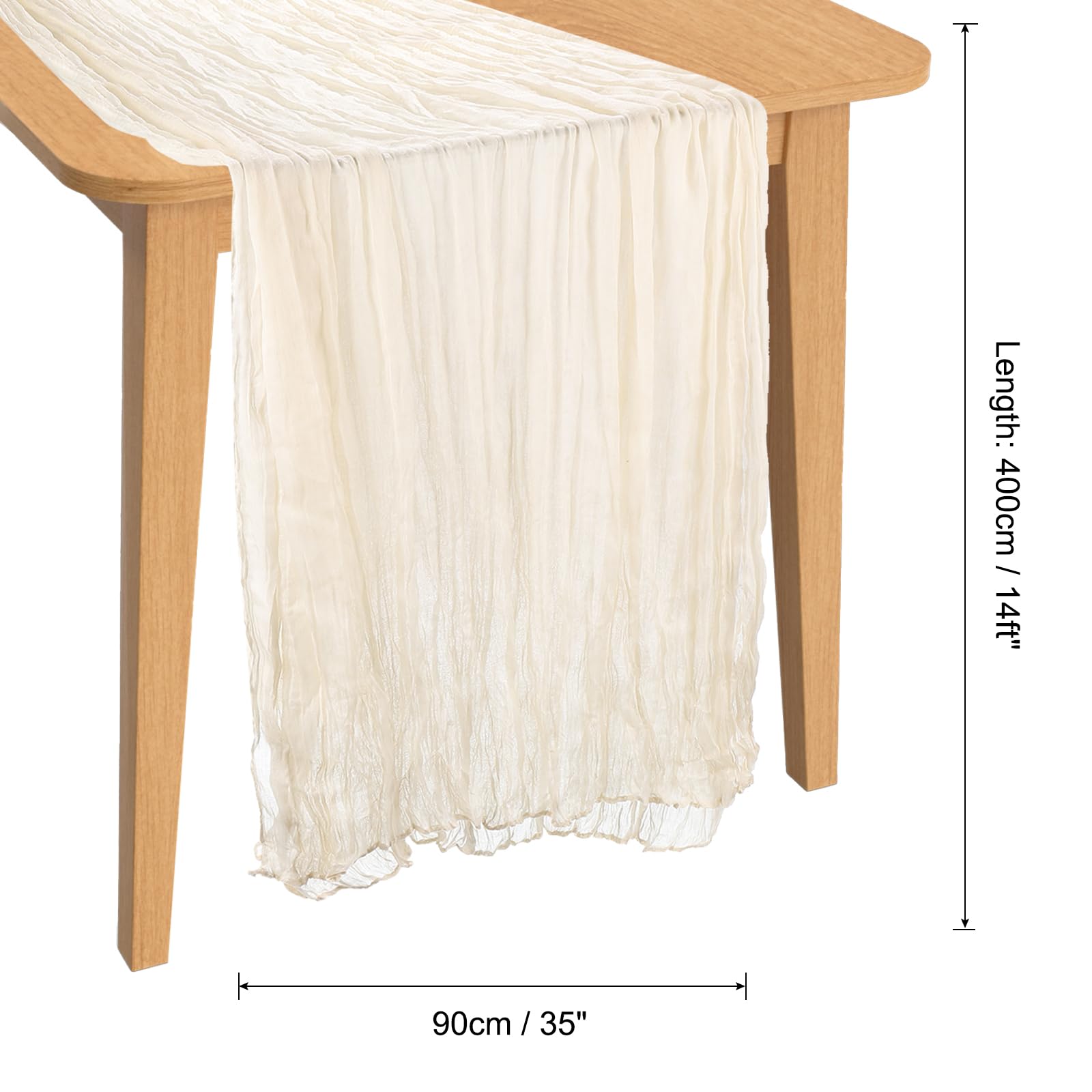 PATIKIL 14 Ft Cheesecloth Table Runner Rustic Gauze Terracotta Cheese Cloth Table Runner with Wrinkled for Bohemian Wedding Party Bridal Shower Table Decoration - Image 2