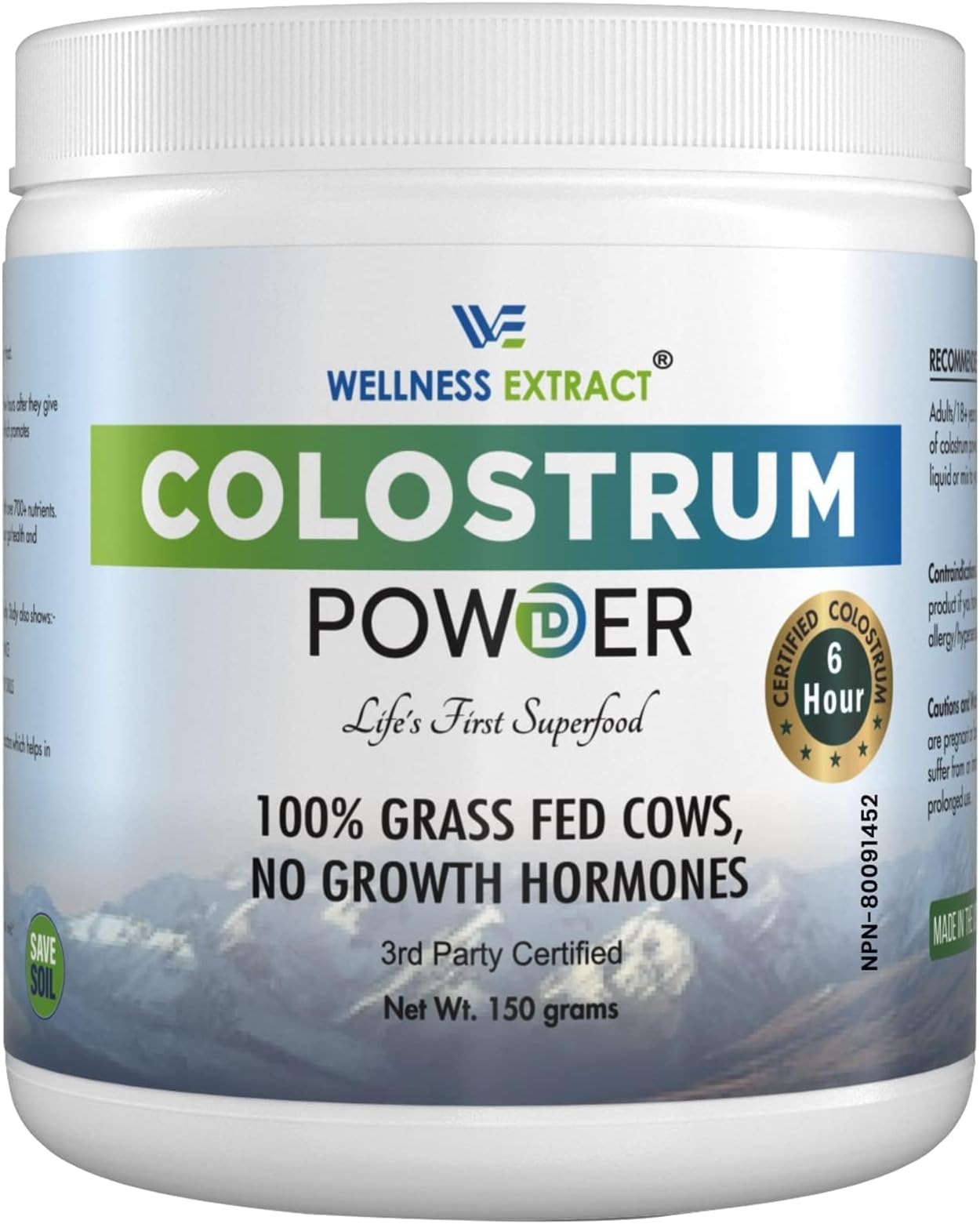 – Wellness Extract Bovine Colostrum Powder Rich in Protein & Lactoferrin- The True Certified Supplement for Immune Support, Gut Health, Muscle Growth - 150g