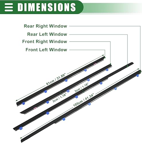 Miniatura 5 de Motoforti Kit de cinturón de sellado para ventana exterior de automóvil, para Honda Civic 2012-2015, ABS, 72450TR0A01, negro, 1 juego, delantero