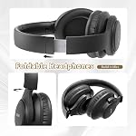 KVIDIO In-Ear Bluetooth Headset, 65 Hours Wireless Headset with Microphone, Lightweight Foldable HiFi Stereo Headset with Deep Bass for Travel, Work, Laptop, PC, Mobile Phone