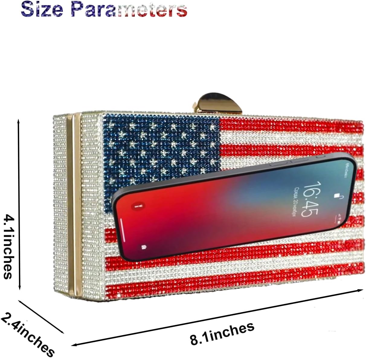 Women's American Flag Rhinestone Crossbody Evening Purse - Patriotic Red White Blue Clutch Bag for National Celebrations Evening Bag Flag Purse - Image 6