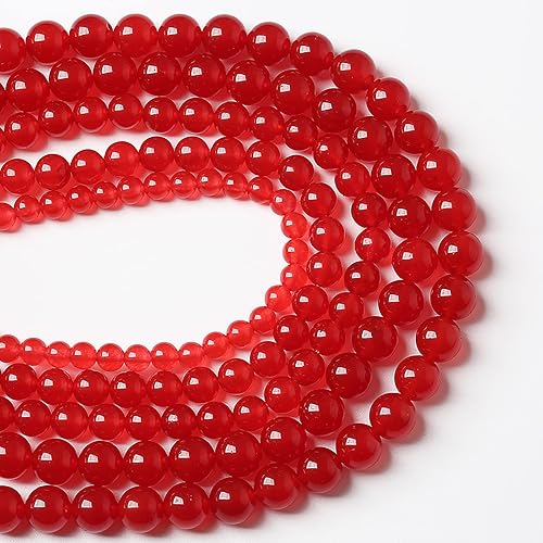Miniatura 3 de 36 cuentas de calcedonia de jade rojo natural de 2564 pulgadas (0.394 in), redondas sueltas, piedras preciosas energéticas curativas, para hacer