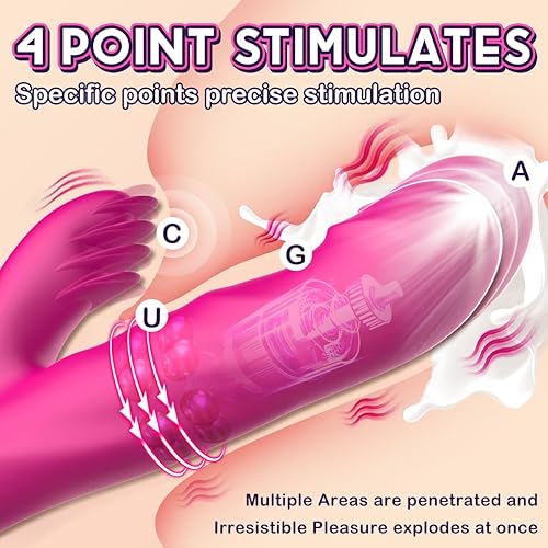 Miniatura 3 de Consolador de empuje juguete sexual con lenguas de clítoris, 3 impulsores giratorios y 10 vibradores de cuentas de 9.2 pulgadas para mujeres