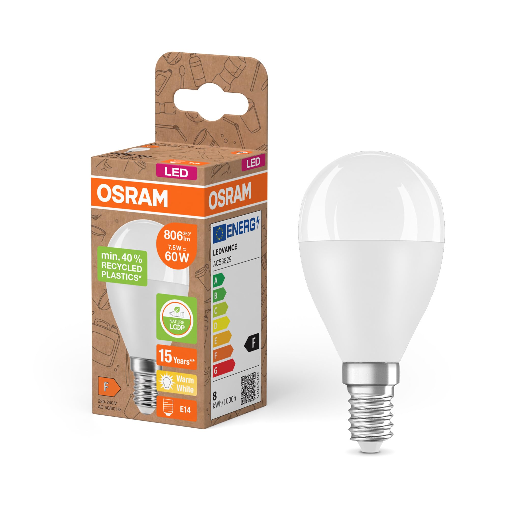 Lot De 5 Ampoules LED OSRAM 7W E27 2700K - Neuf, équivalent 60W, 806 Lumens