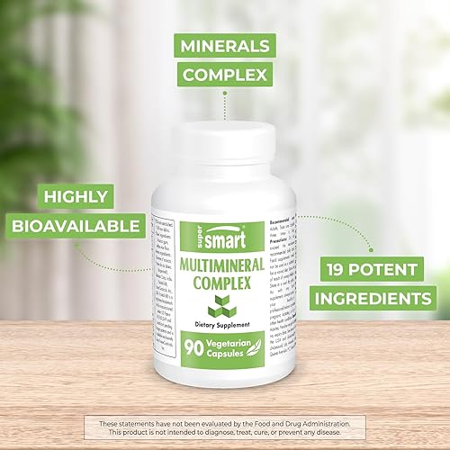 Miniatura 2 de SuperSmart - Suplemento complejo multimineral (espectro completo) - con magnesio, zinc, boro, calcio, cromo, selenio, yodo, potasio | Sin OMG y sin
