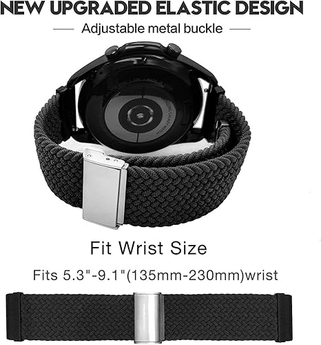 Miniatura 5 de Abanen Correa de reloj para Garmin Vivoactive 5Venu SqVenu 2 Plus, correa de nailon elástica suave de 0.787 pulgadas con cierre ajustable