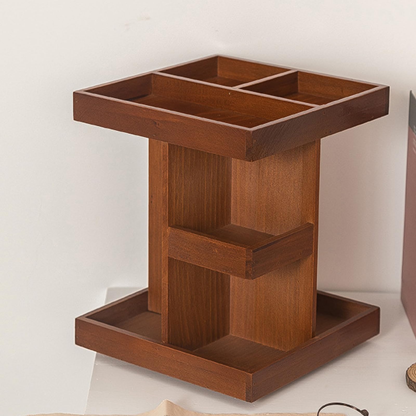 Organizer Trucco Girevole Espositore In Legno Stile Rustico | Organizer girevole portaprofumi e trucchi Articoli Toeletta Cosmetici Profumi Cura Pelle Casa Bagno Camera Piano Appoggio
