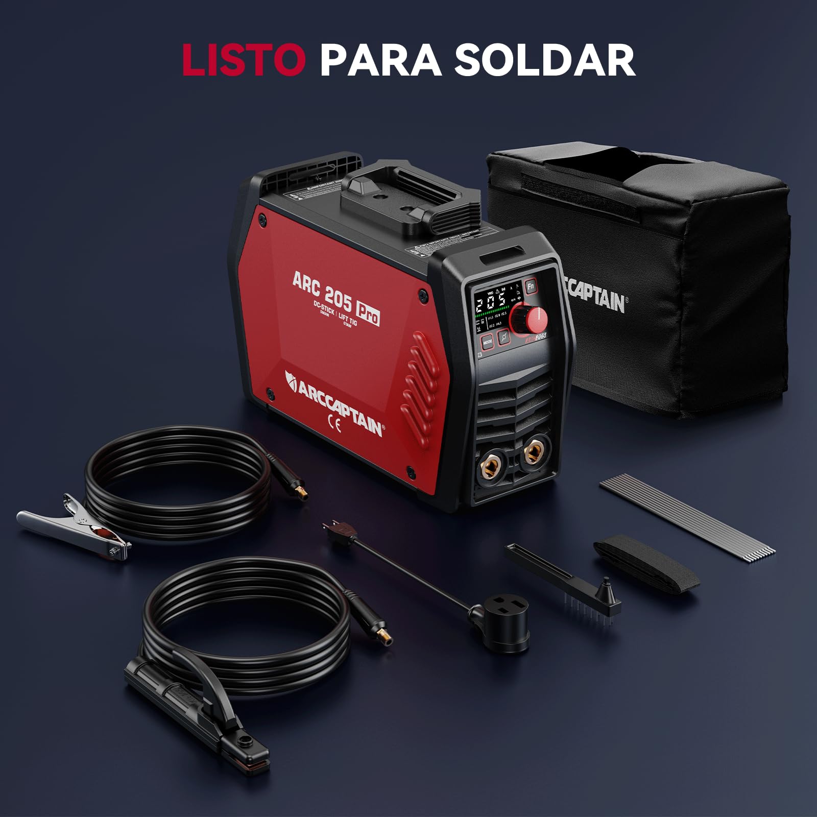 ARCCAPTAIN iControl ARC205 Pro Soldadora Inverter, [Control por APP] Máquina de Soldar ARC/Lift TIG 205A, Pantalla LED grande, Inversor IGBT, 230V Grupo de Soldar MMA con Hot Start, Arc Force