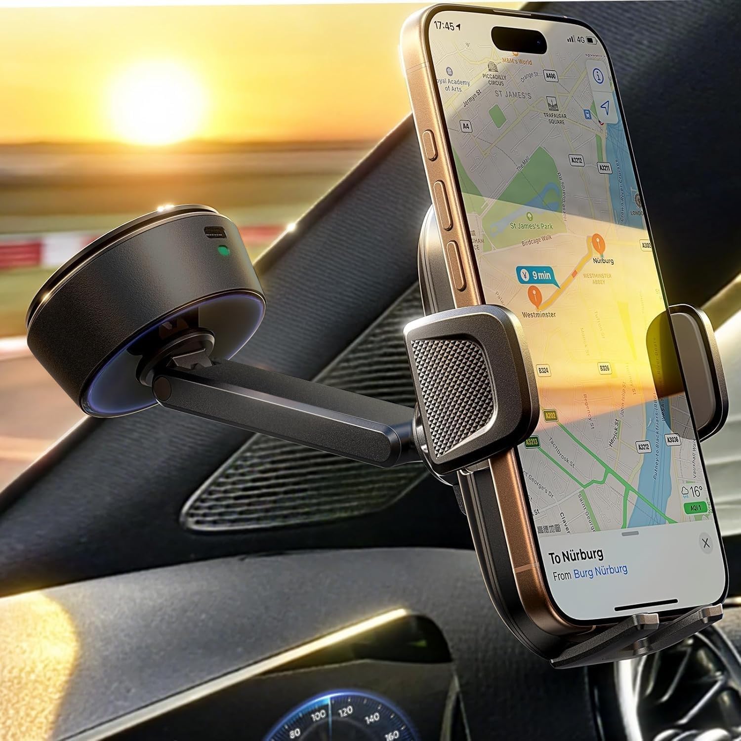 LISEN Electric Retractable Car Phone Mount, iPhone Vacuum Electric Suction Cup Phone Mount, Suction Cup Magnetic Phone Holder, only for Mirror, for iPhone 17 Pro Max Plus 16 15 ~ X, Samsung Galaxy S25