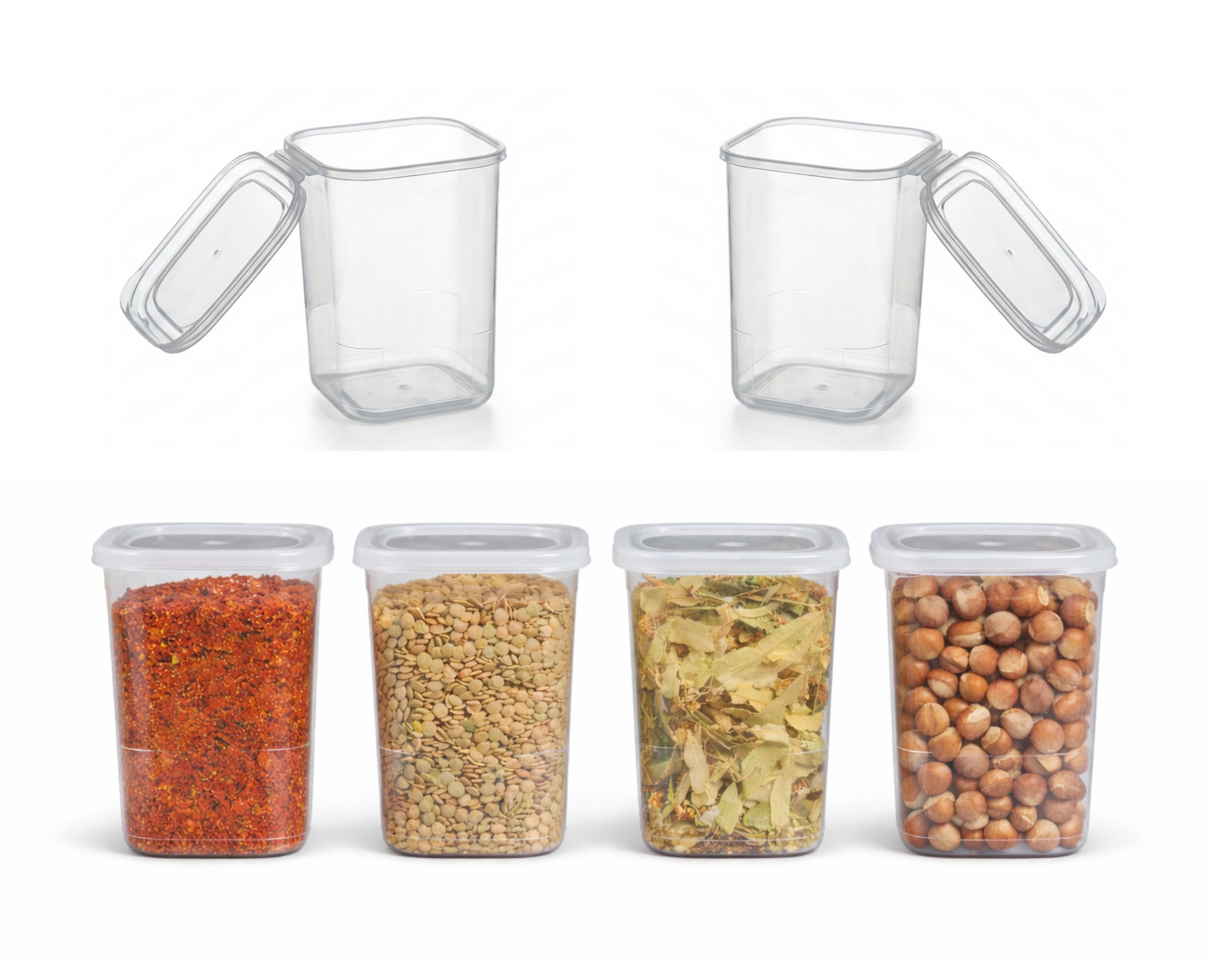 Storigo Transparent 6-Pack 1.1L Airtight Food Storage Containers With Integrated Lids – Bpa-Free Plastic Flour & Cereal Storage Containers For Dry Food Kitchen Storage And Pantry Organisation