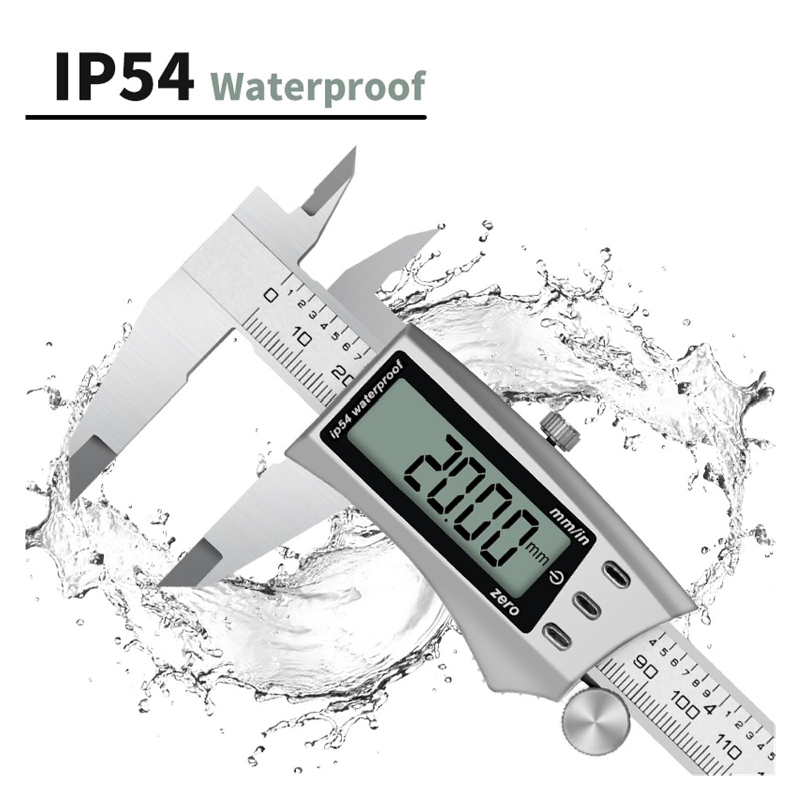 Micrómetro Calibrador digital IP 54 resistente al agua 150 mm 6 pulgadas 200 300 Calibre Vernier de metal Medición(300mm)