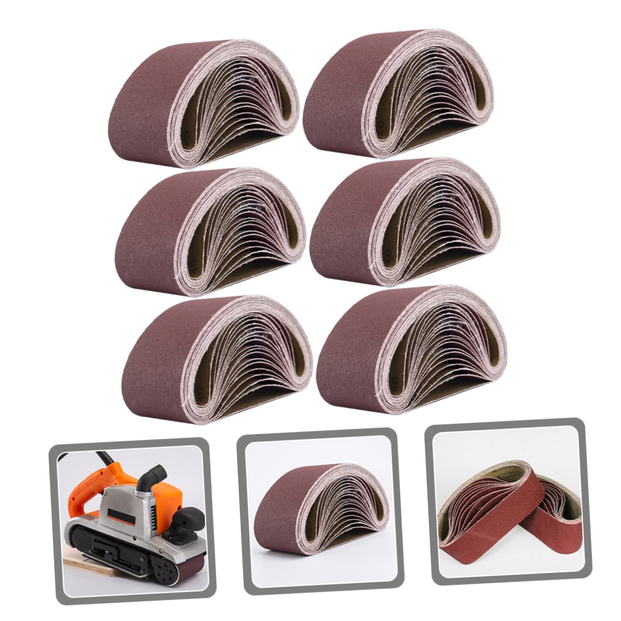 TEHAUX 6pcs Grit Sanding Belts for Woodworking Tools Durable Sandpaper Strips for Sander Machine Efficient Abrasion Resistance Heat Resistant for Performance
