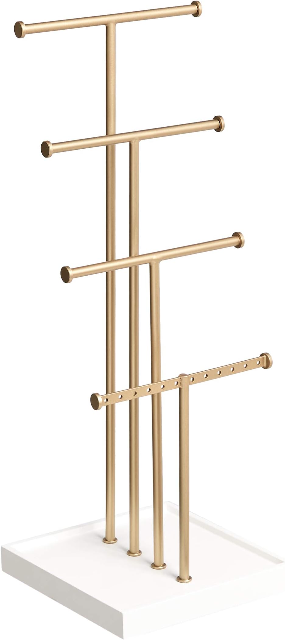 Amazon Basics Four-Tiered Jewellery Tree Stand - White/Brass