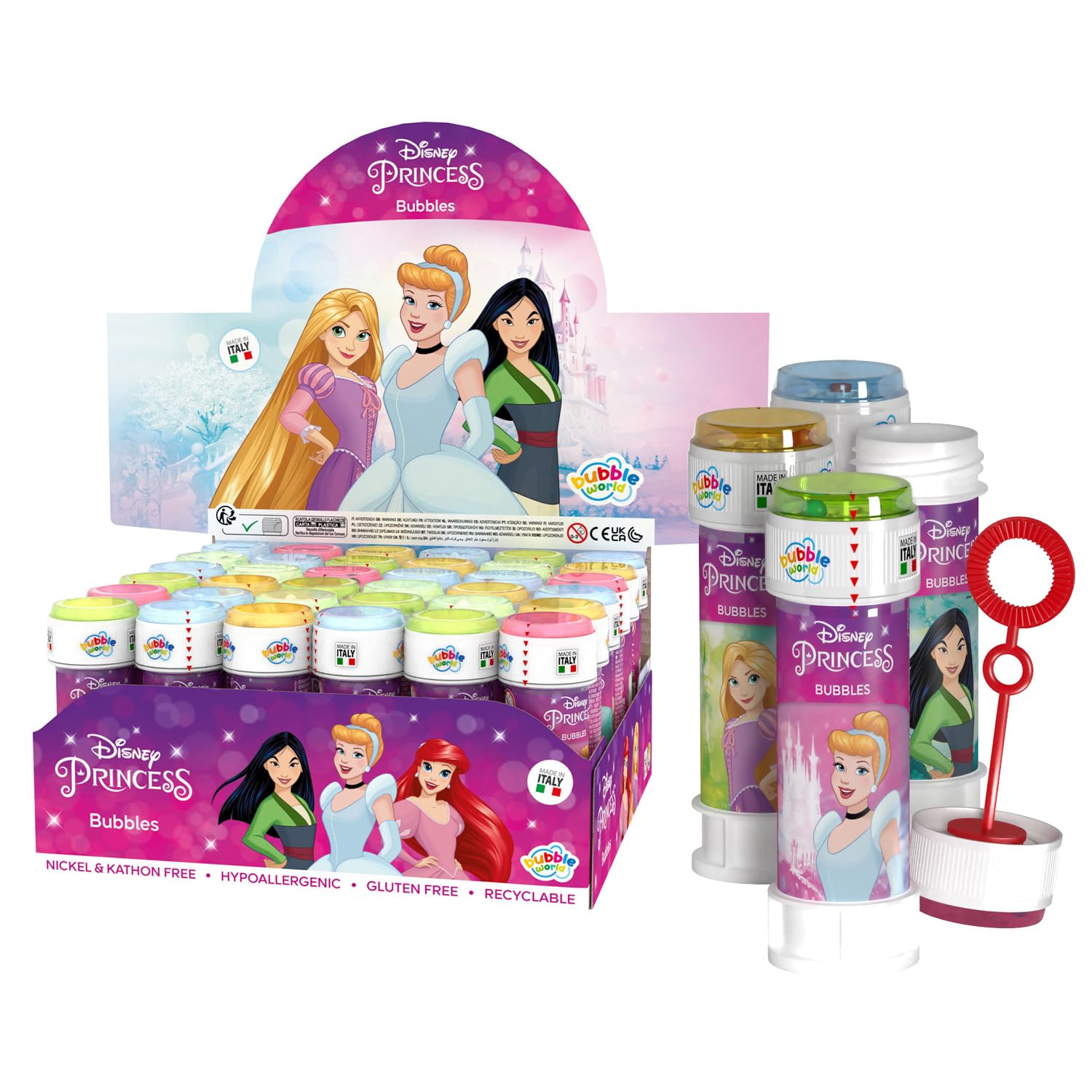Princess Seifenblasen 60 ml - 36 Stück im Display 23,5x23,5x12 cm, Mahrfarbig