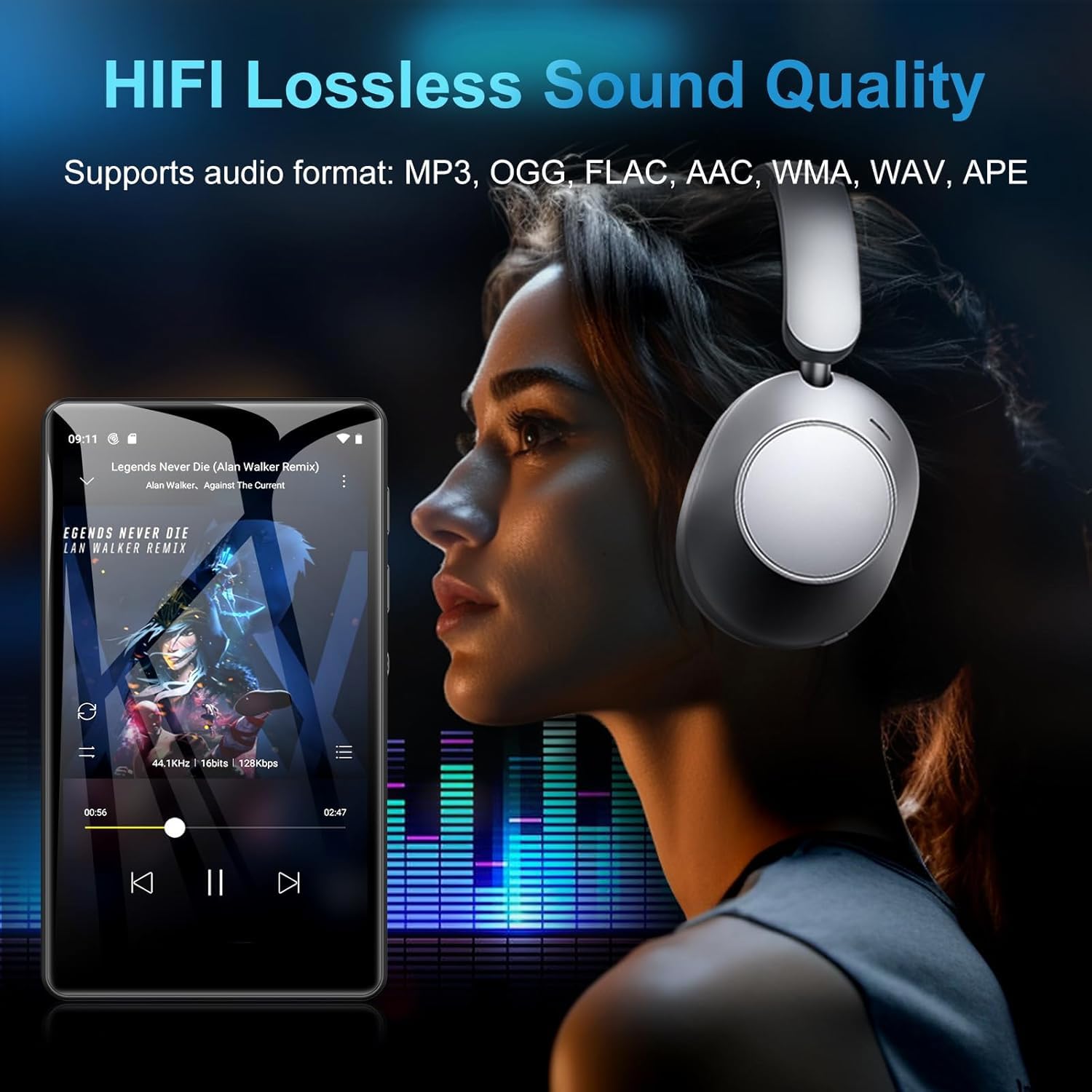 SWOFY 80GB MP3 Player mit Bluetooth und WLAN, 4,0-Zoll-Touchscreen, MP3 & MP4 Player Android mit Spotify, Pandora, Amazon Music, Libby, Audible, Browser, Erweiterung bis zu 1TB (Schwarz)