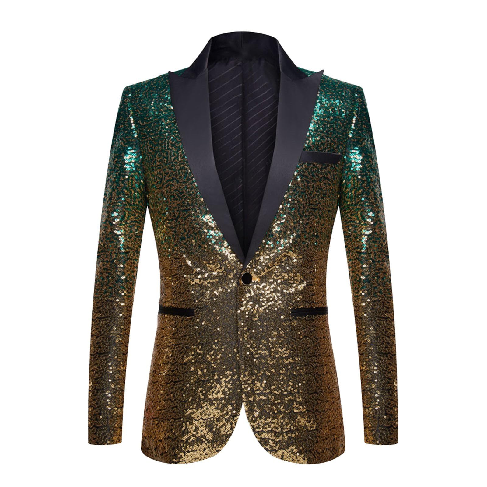 Veste de carnaval pour homme avec sequins brillants et coupe droite confortable