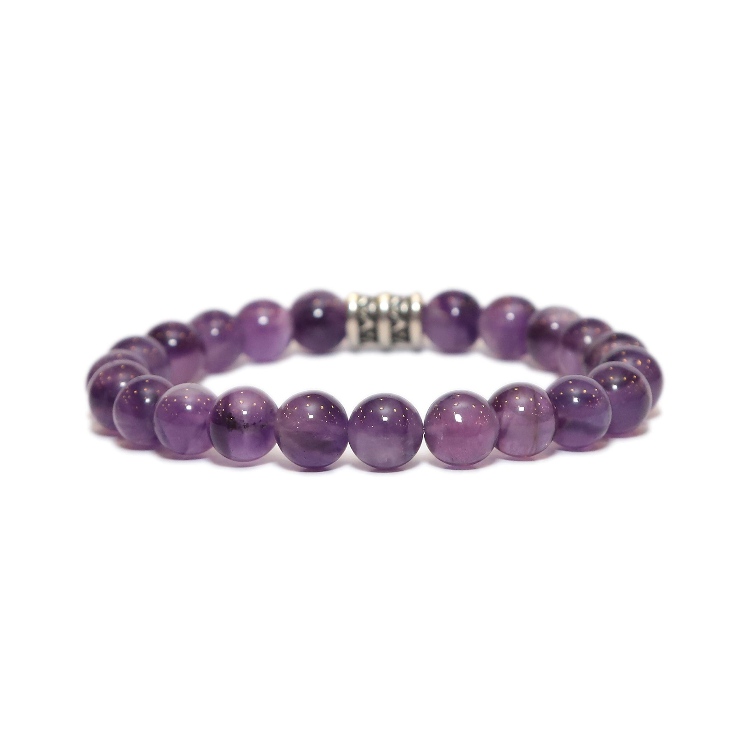 Aqeeqee Natural Amethyst Gemstone Unisex Bracelet for healing reiki vastu. (B08H8NKWF5) Amazon Price History, Amazon Price Tracker