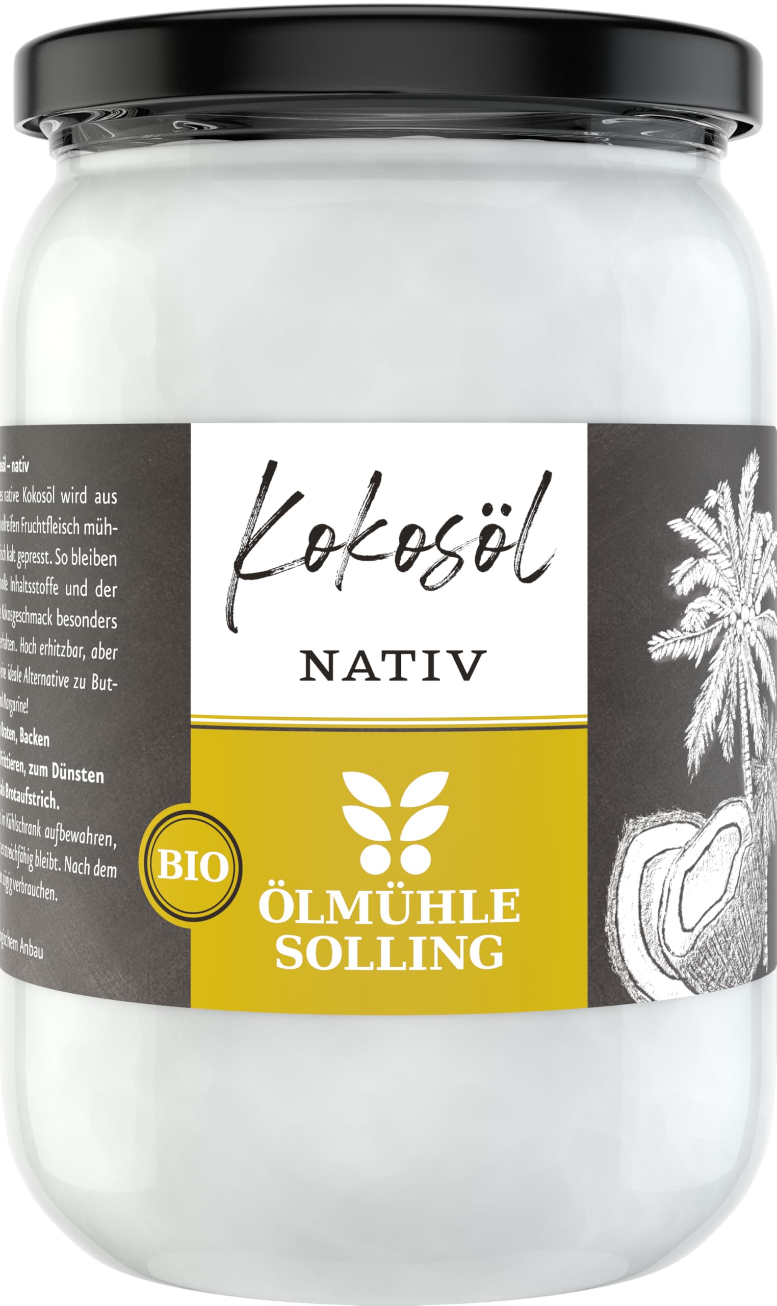 LMHLE SOLLING - BIO Kokosl | 100% natives Bio-Kokosnussl | Ideal  geeignet zum Braten, Backen und Frittieren, als Haut-& Haarpflege sowie fr  Hunde und Katzen | Inhalt: 500 ml : Amazon.de: Lebensmittel & Getrnke