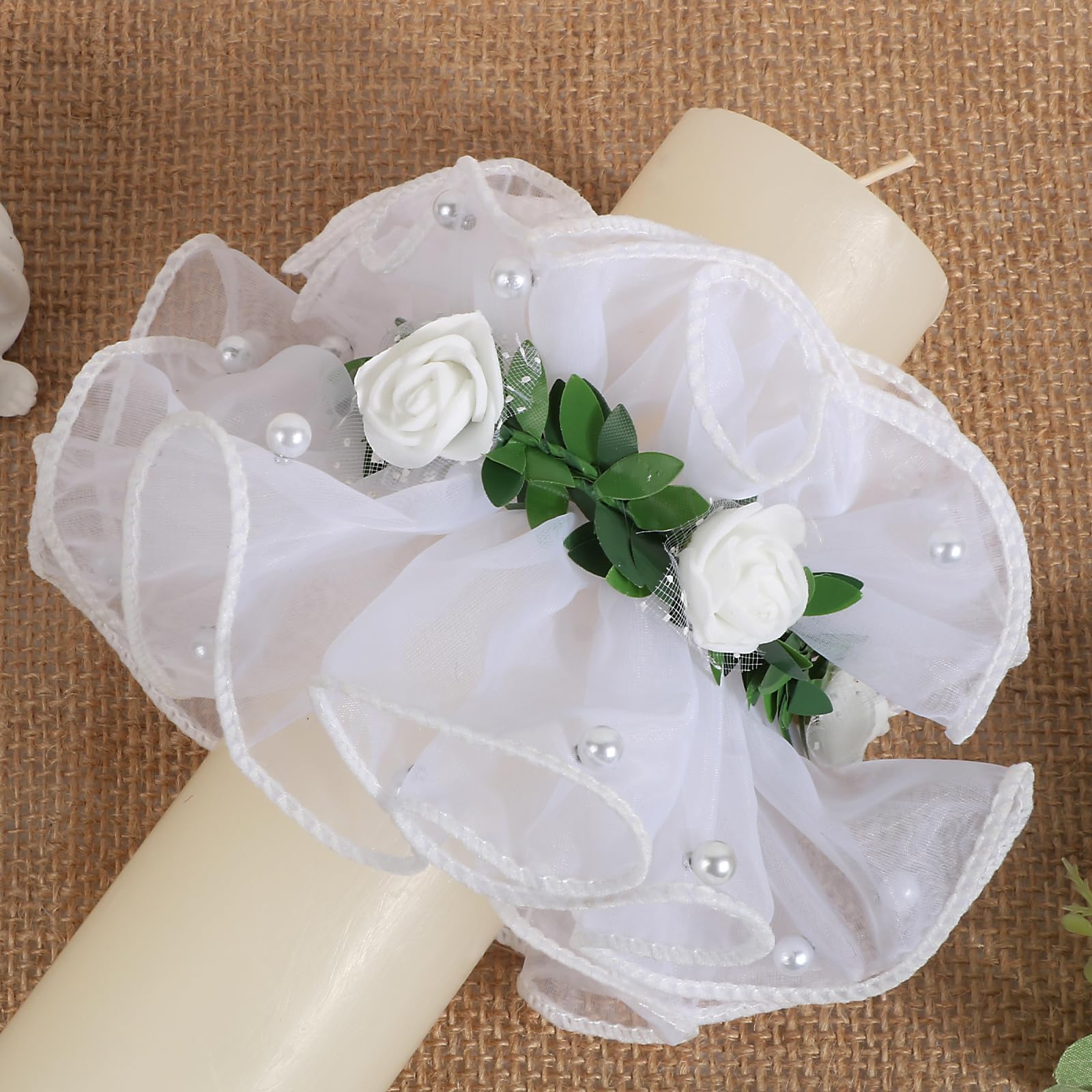 BOFUNX Decorazione Candela Battesimo Comunione Candela Protezione Antigoccia Gonne di Candele per Comunione Battesimo Cresima Matrimonio Compleanno DIY