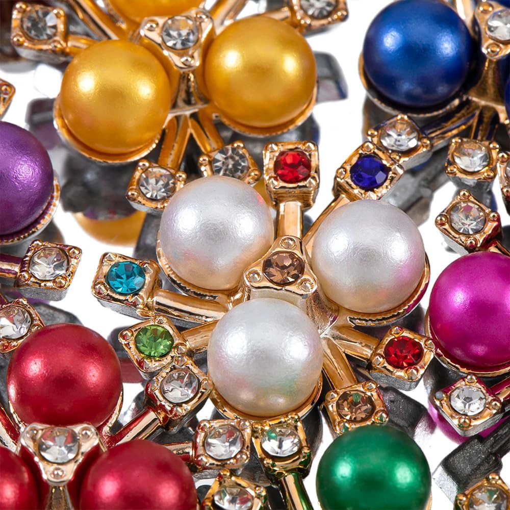 30PCS 21mm Flower Pearl Glass Rhinestone Shiny Crystals Gems Jewelry Stones, Flatback Gemstone for Crafts Clothes Hair DIY Wedding Making Decoration Accessories(00 Mixed Color) - Image 3