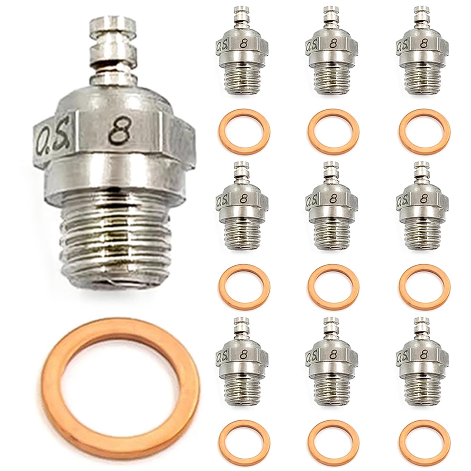 10PCS OS88 RC Car Duty Glow Plug for 1/8 RC Car ，No.8 N8 Hot Spark Plug Nitro Engine Parts for 12/15CV 15LD methanol engines