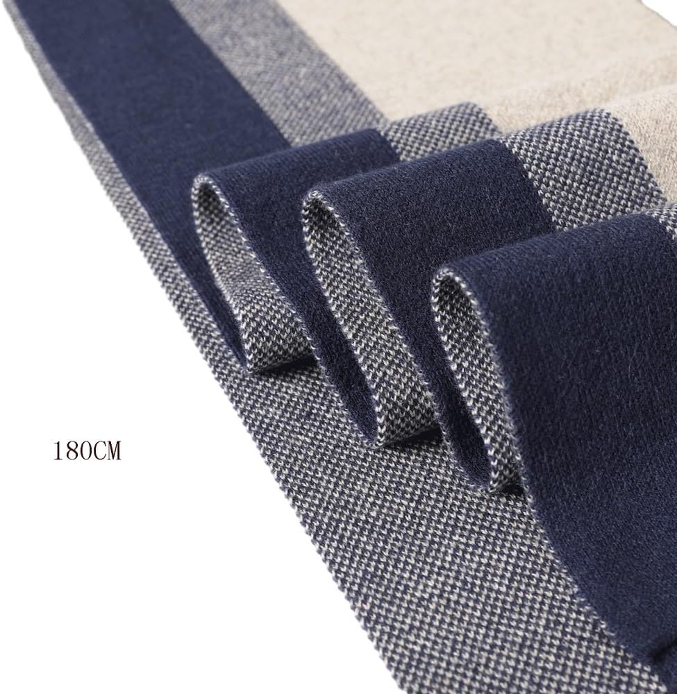 Men's Checkered Cashmere Scarf with Thickened Warmth and Skin Friendly Business Scarf(Black)