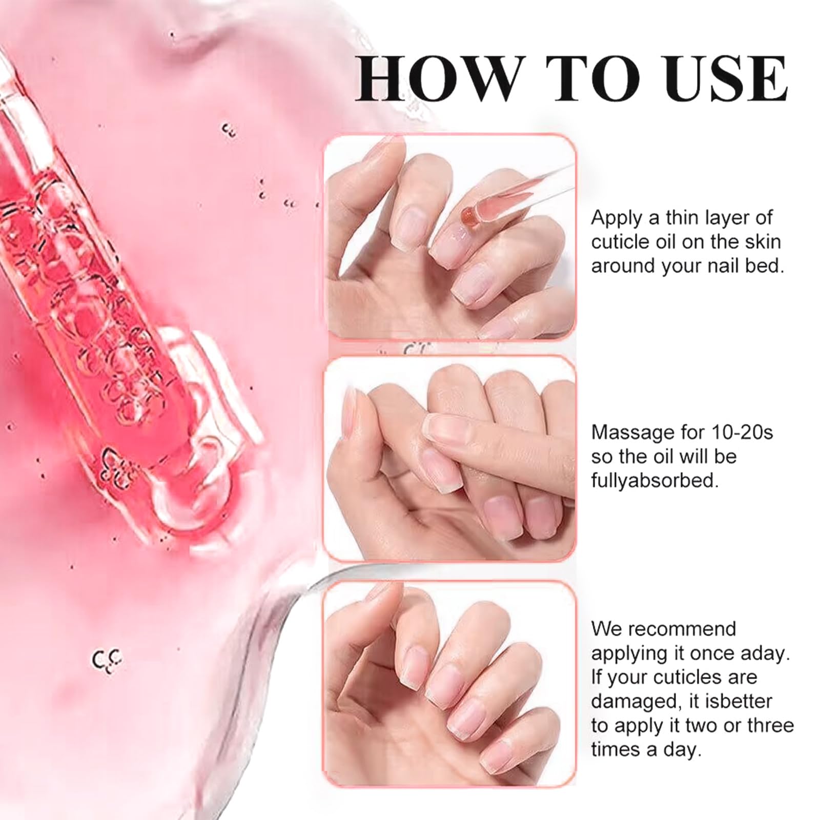 Cuticle Oil Scented Moisturizing Nail Oil, Organic Rosehip Cuticle Remover Liquid, Ultra Nourishing Nail Care - Image 3