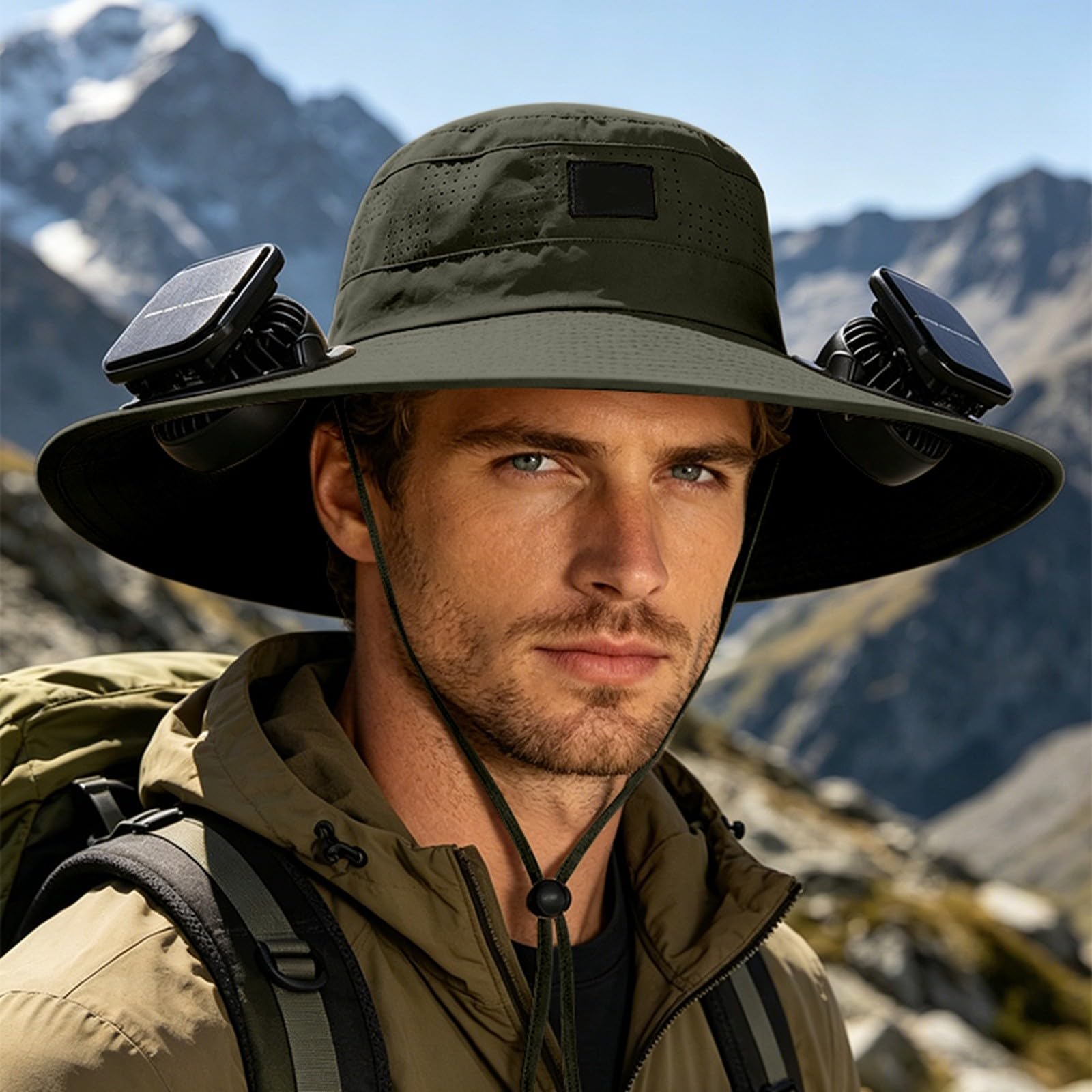 Cappello Uomo Pescatore Estivo - Cappello Solare con Doppia Ventola per Escursioni Estive Outdoor Larga Traspirante Ideale per Spiaggia e