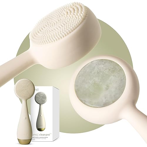PMD Beauty Clean Pro Jade - Dispositivo de limpieza facial inteligente con cepillo de silicona y masajeador antienvejecimiento de piedras preciosas