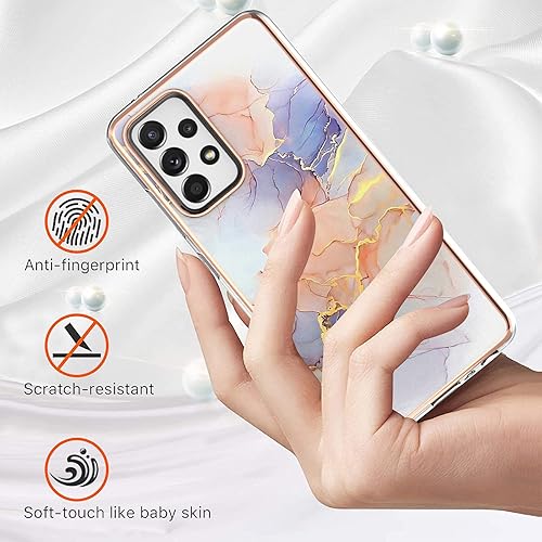 Miniatura 3 de Funda compatible con Samsung Galaxy A52, TPU IMD personalizada mármol blanco serie borde dorado, fundas delgadas a prueba de arañazos, a prueba de