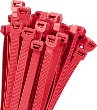 Armpow 18 inch Red Zip Ties Heavy Duty 100 PACK, 200 LBS Ultra Exclusive Strong Plastic Wire Ties, Large Cable Ties Extra Long Tie Wraps, Indoor and Outdoor UV Resistant