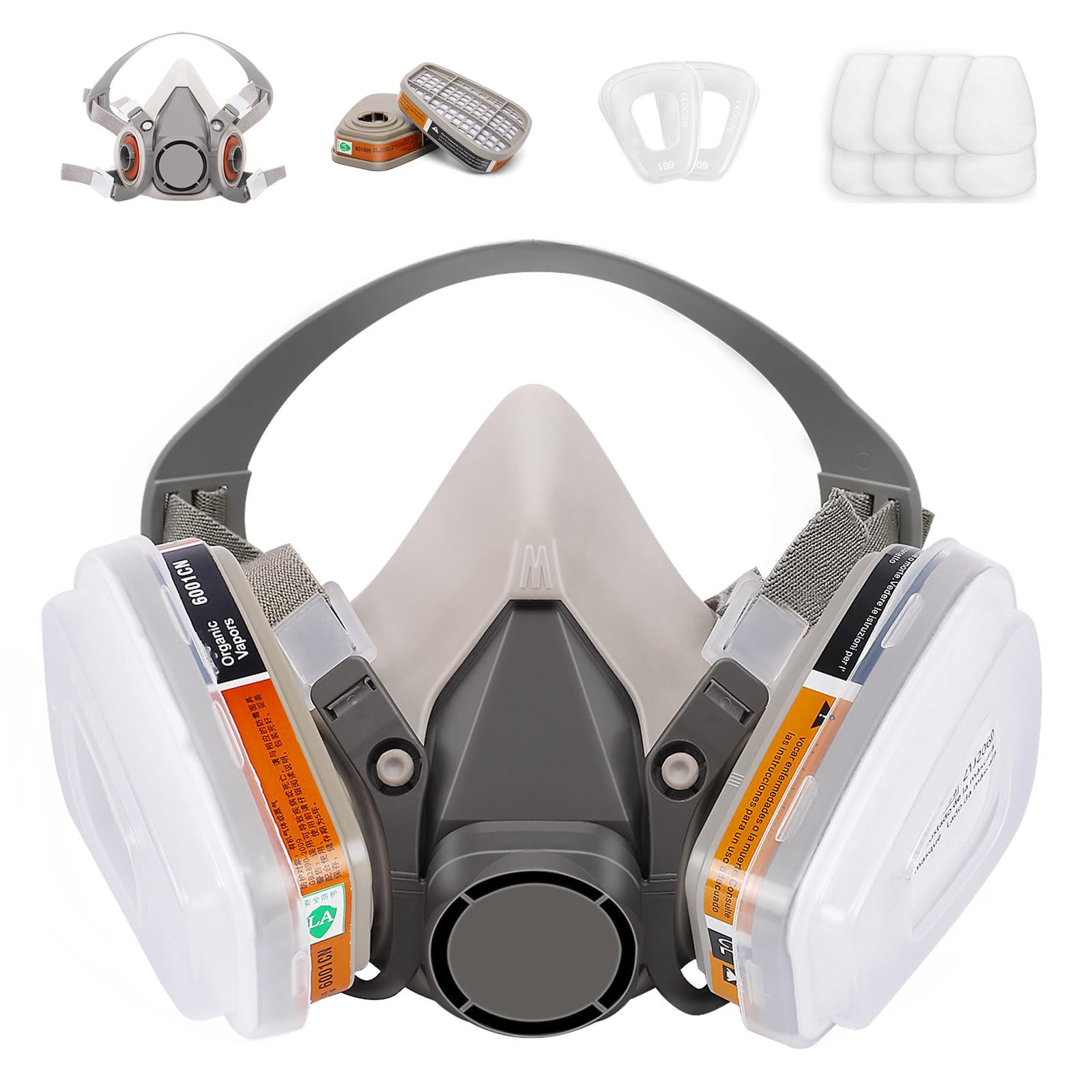 TANGS Reusable Half Face Cover - Respirator Mask with Filters for Painting, Dust, Welding, Resin, Fume and Organic Vapor Gas