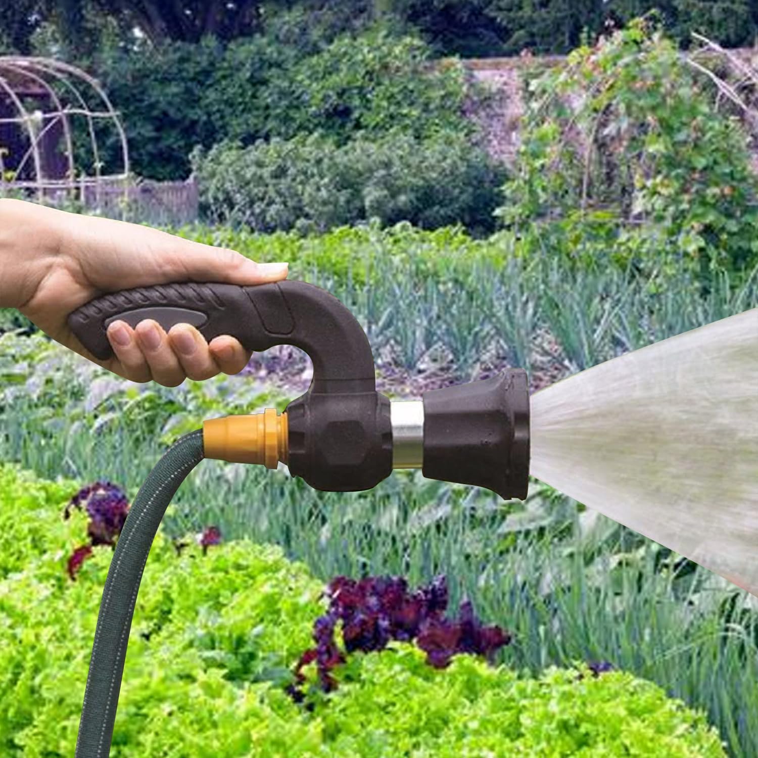 Aluminum Garden Hose Nozzle - Water Hose Nozzle Sprayer Heavy Duty, 5 Mode Adjustable & High Pressure Spray Nozzles with Ergonomic Handle for Garden Hose, Watering Plant & Lawn, Washing Car & Pet