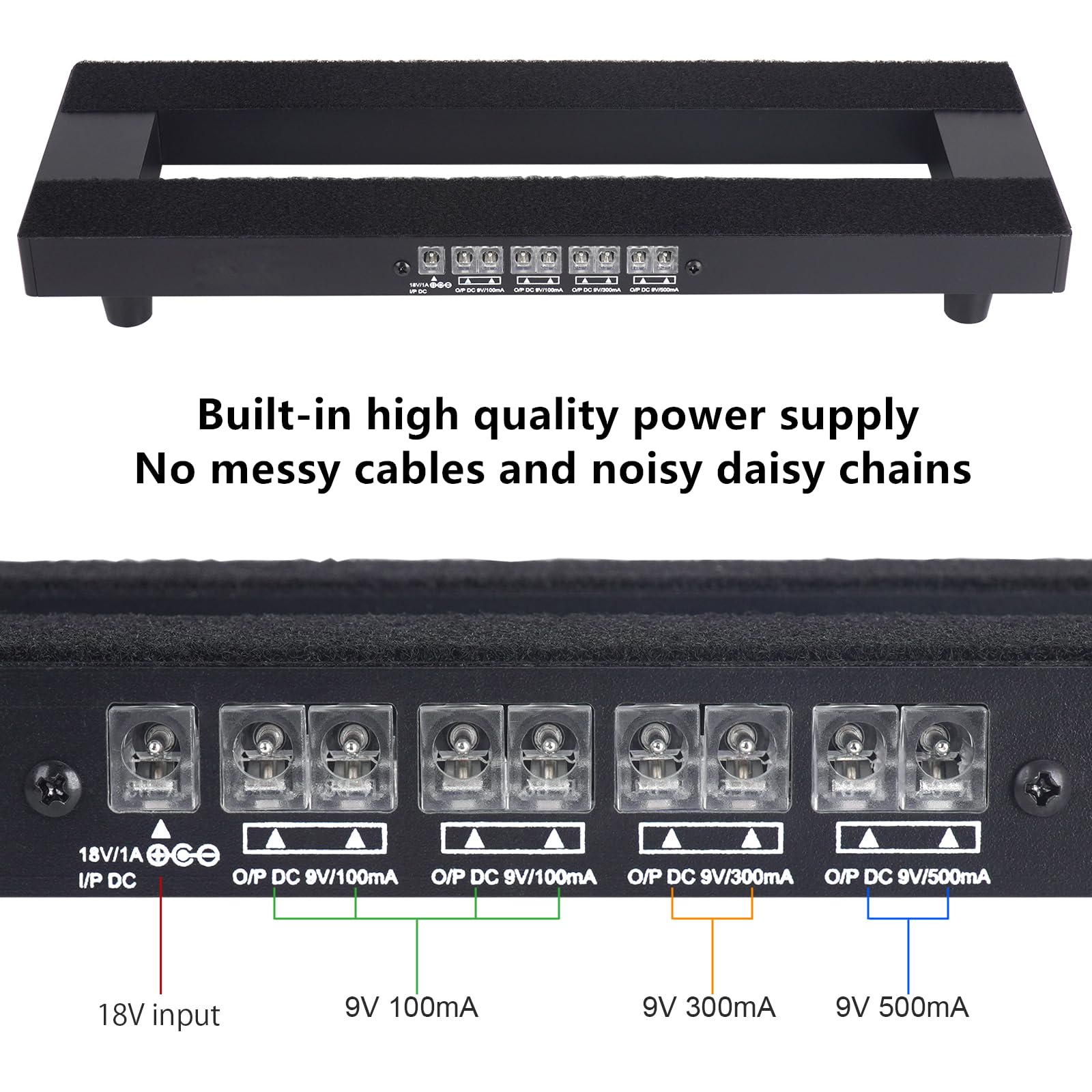 38,1 x 12,7 cm Gitarren-Pedalboard mit integriertem Netzteil | 8 DC-Ausgänge, Aluminium-Legierung, inklusive Tragetasche und Montagebändern, leicht