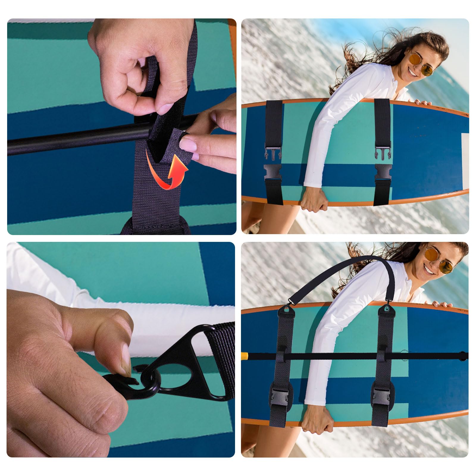 Sup Tragegurt, Tragbarer Paddle Board Carry Strap, Verstellbares Sup Board Tragegurt mit Getränkehalter für Surfbretter, Paddleboards, Longboards, Kajak und Kanu