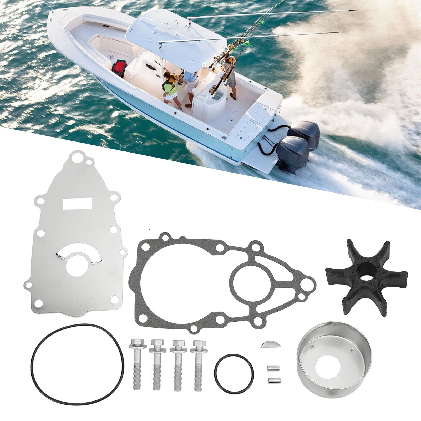 Kit Girante Pompa, Set Ricostruzione Pompa Acqua con Guarnizione Compatibile con Yamaha VZ200 VZ225 VZ250 VZ300, Ricambi per Motore Fuoribordo e Circuito Raffreddamento