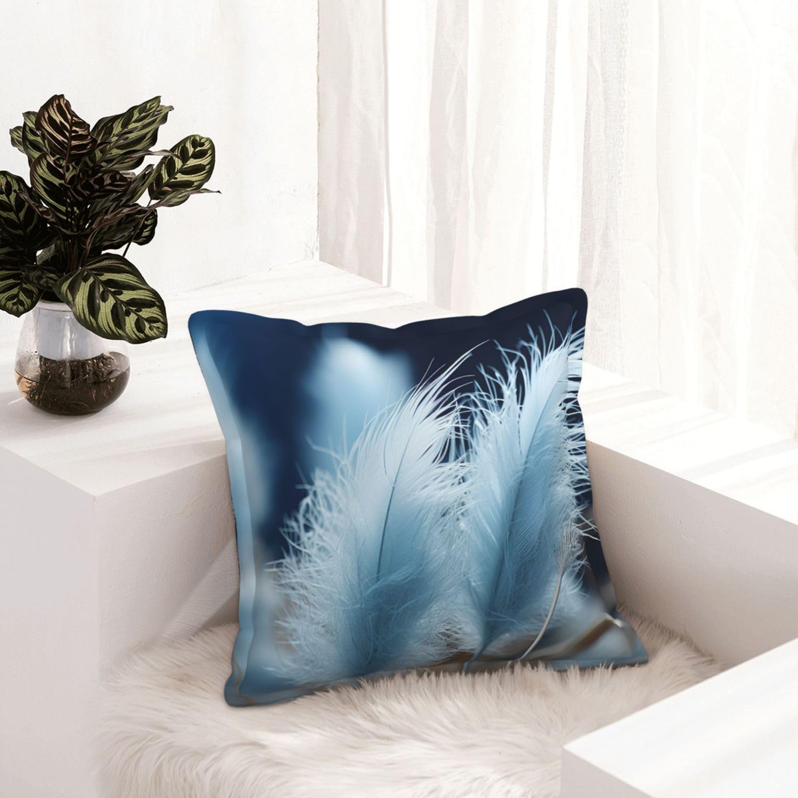 Housse de coussin en similicuir avec motif oiseau rustique et fermeture invisible 45cm