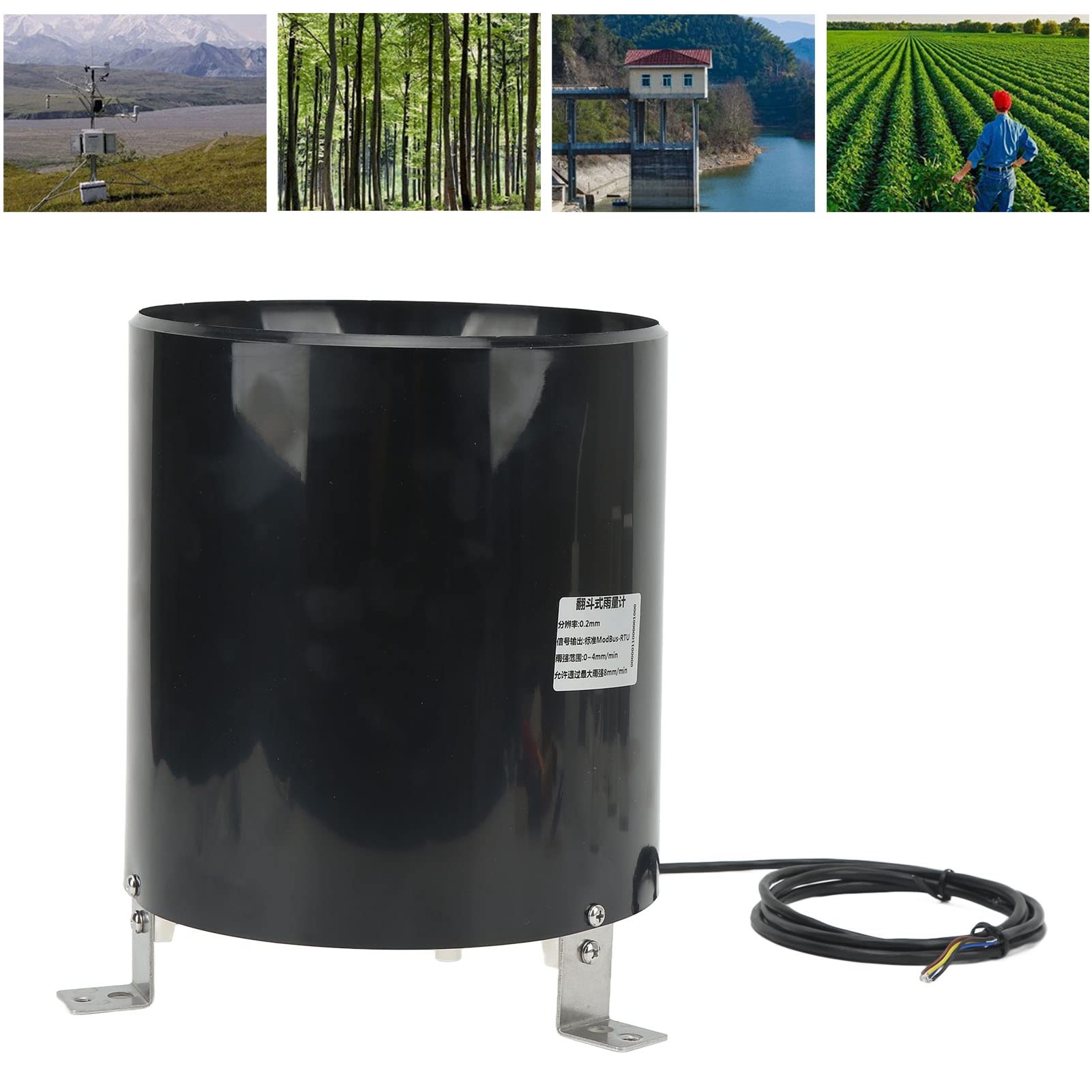 Sensore di Pioggia Pluviometro Ribaltabile 485, 200mm, 4,5-30V, Acciaio Magnetico, Risoluzione 0,2mm, per Stazione Meteorologica