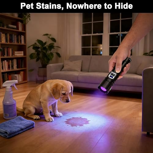 Miniatura 4 de Linterna recargable 2 en 1, linterna LED de alto lúmenes con luz UV, ultra brillante, potentes linternas de mano para acampar emergencias en el hogar