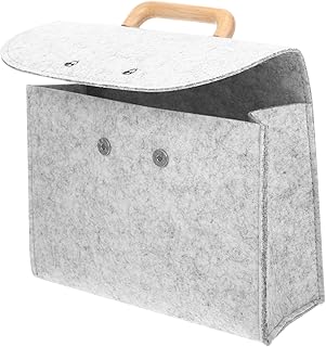 フェルトトートバッグ 木製ハンドル 大容量ファイル整理 ポータブル収納ビジネスバッグ シンプルなデザイン 通勤 出張用