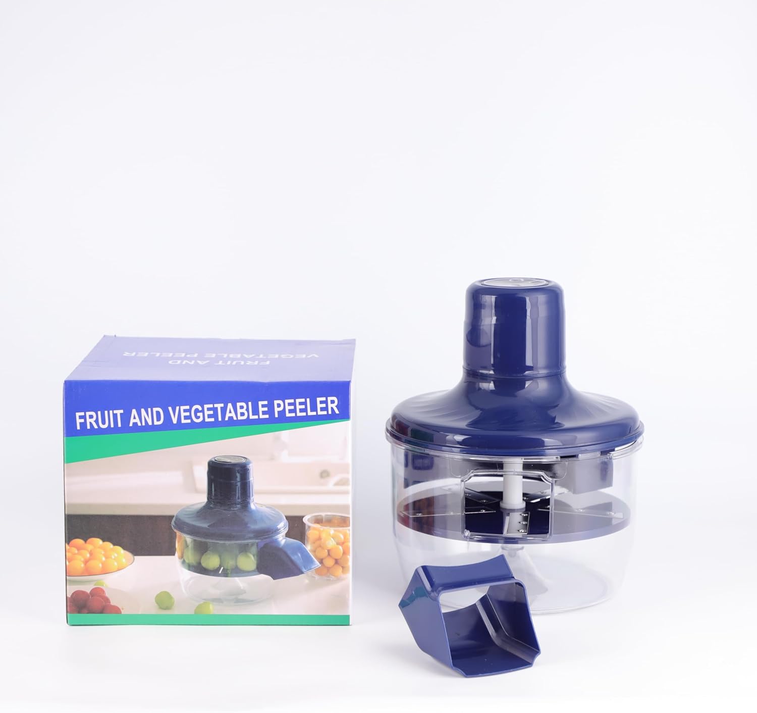 Automatic Electric Vegetable & Fruit Peeler – Rechargeable 2‑in‑1 Multifunctional Peeling Machine with Cleaning Brush for Garlic, Grapes, Apples, Potatoes & Small Produce (Blue)